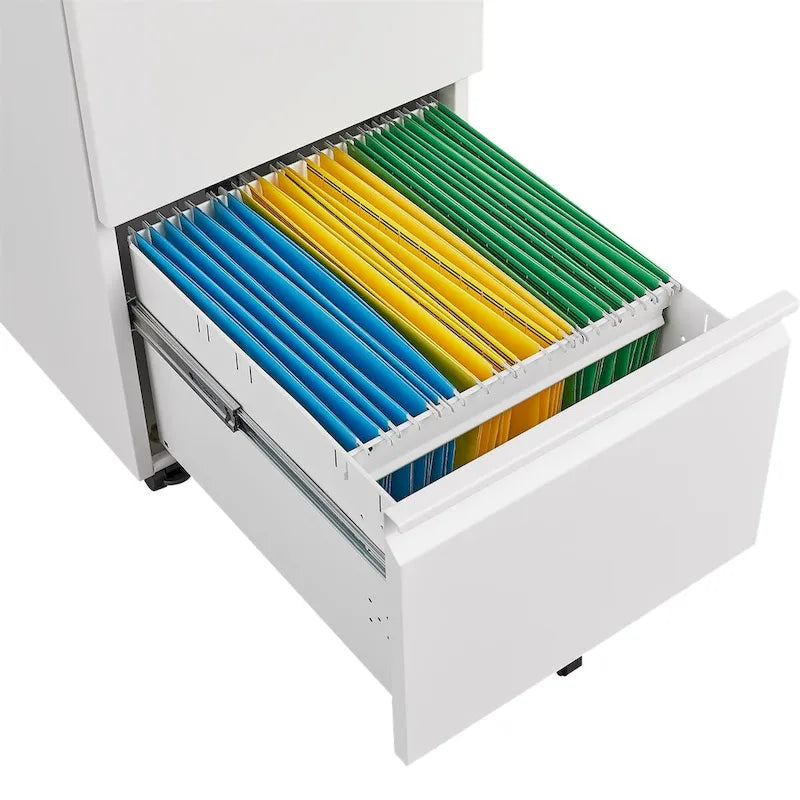 2 Drawer File Cabinet w/Lock,Metal Under Desk Rolling Filing Cabinet
