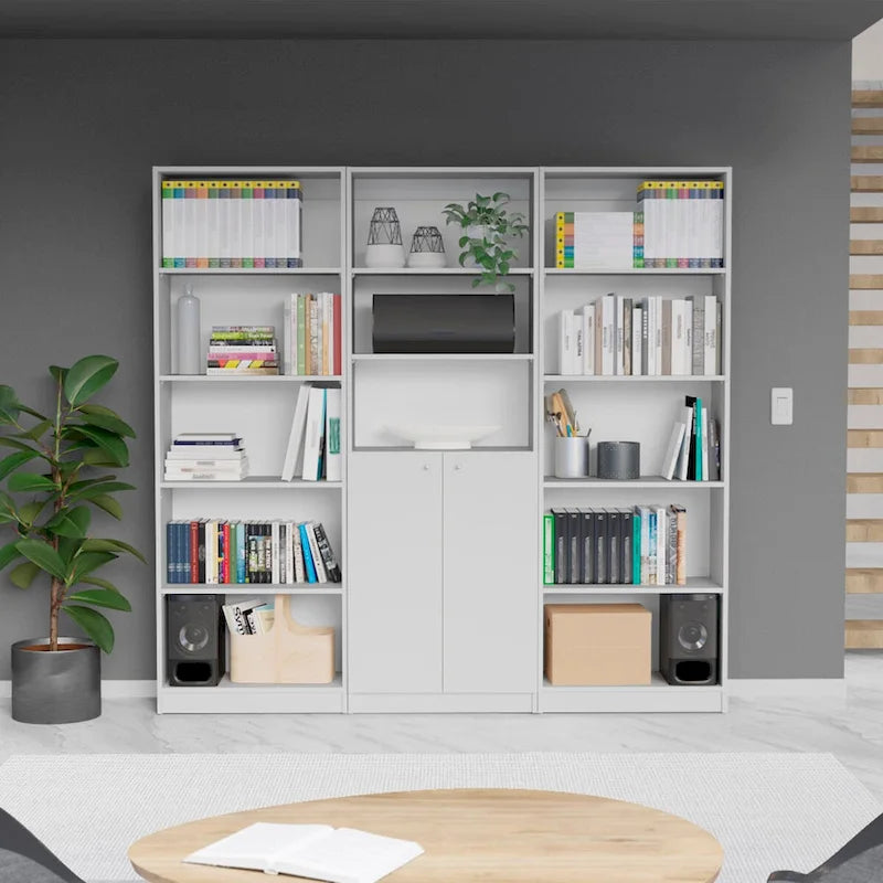 Kenyon 74 Wide 5-Shelf and Cabinet Option C Bookcase Set of 3