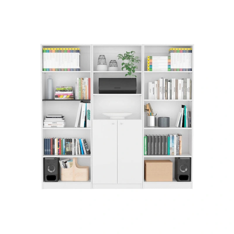 Kenyon 74 Wide 5-Shelf and Cabinet Option C Bookcase Set of 3