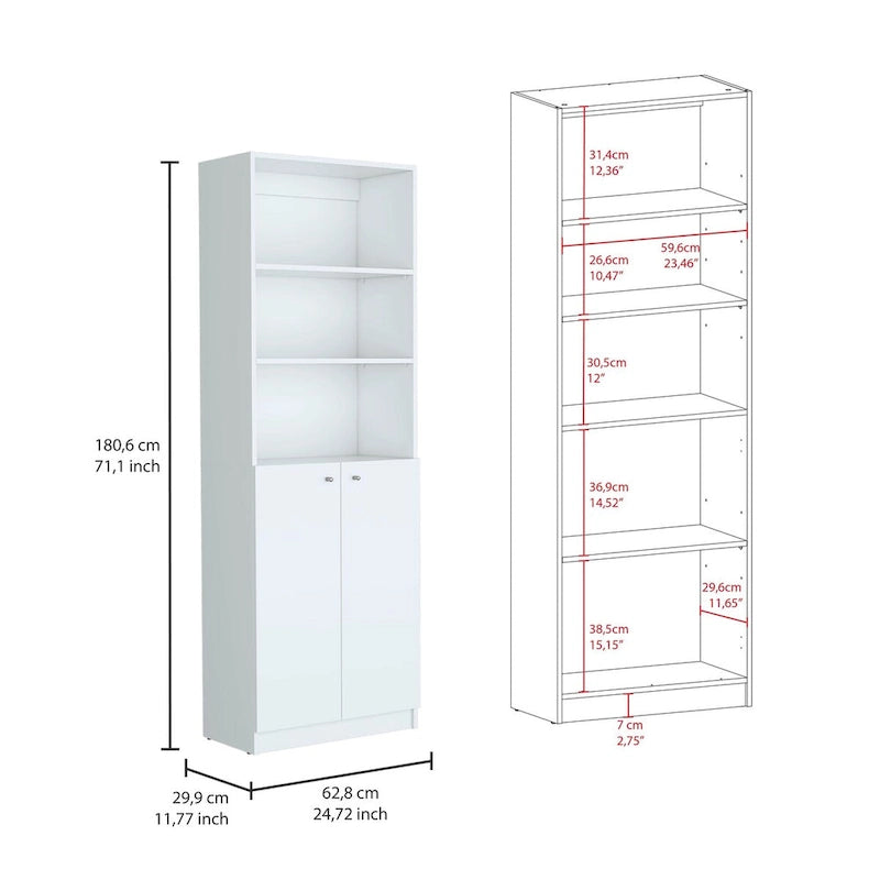 Kenyon 74 Wide 5-Shelf and Cabinet Option C Bookcase Set of 3