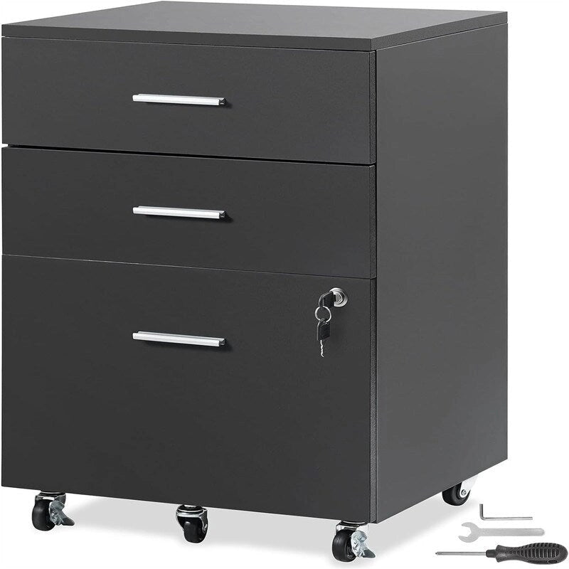 3-Drawer Wood Filing Cabinet - 15.75D x 17.7W x 25.6H