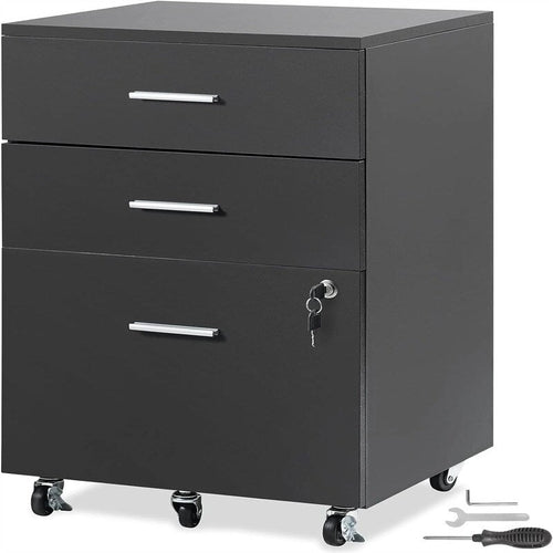 3-Drawer Wood Filing Cabinet - 15.75D x 17.7W x 25.6H