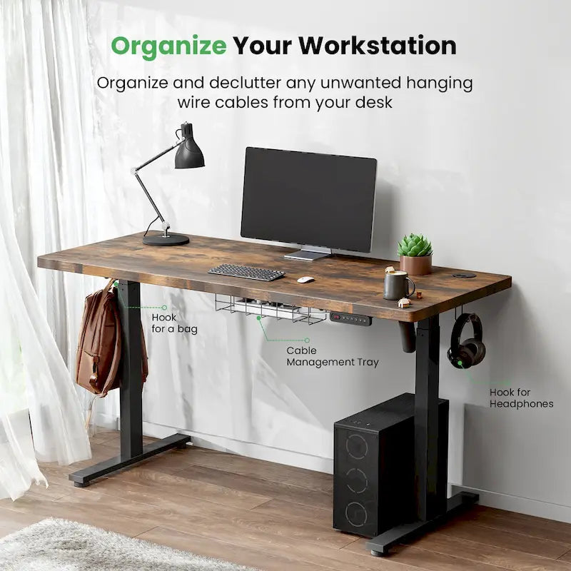 Bureau d'ordinateur électrique réglable en hauteur assis-debout
