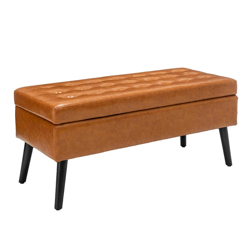 Storage Bench with End of Bed Bench Foot of Bed Bench Entryway Bench Storage Ottoman Bench 43.3 W x 17.7 Leather Bench