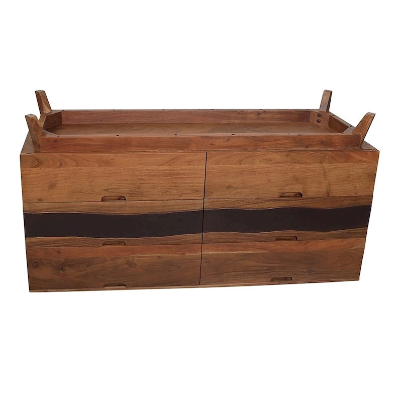 Wood Six Drawer Sideboard Buffet