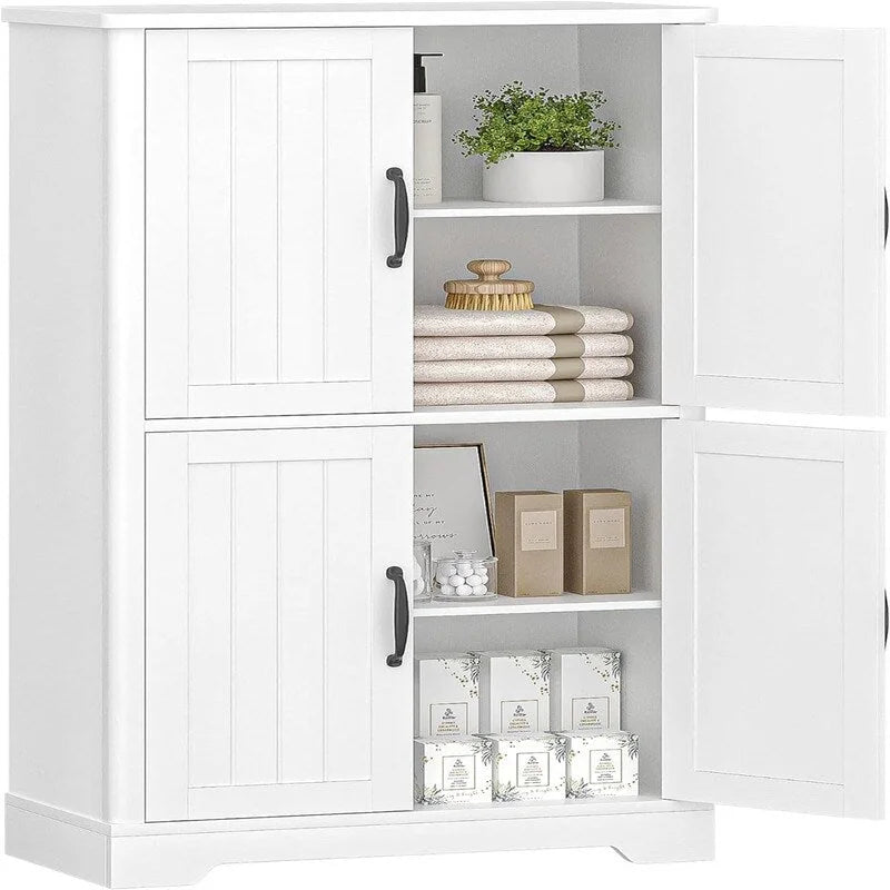 Freestanding Cabinet with 4 Door, 2 Adjustable Shelves - 11.8D x 23.6W x 43.3H