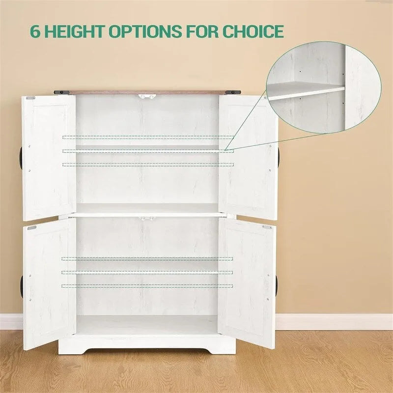 Freestanding Cabinet with 4 Door, 2 Adjustable Shelves - 11.8D x 23.6W x 43.3H