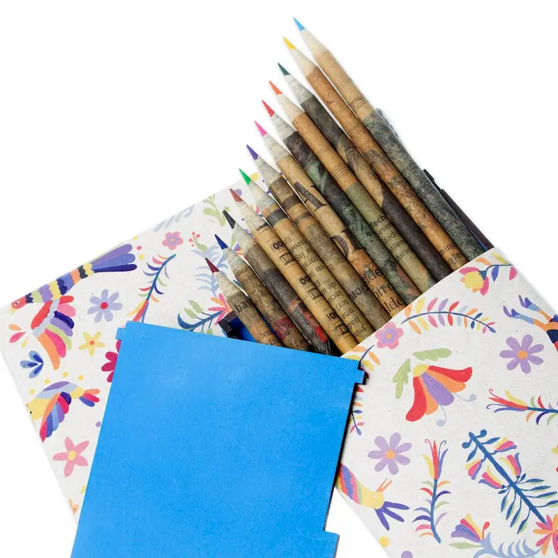Novica Handmade Otomi Colors Recycled Paper Colored Pencils (Set Of 12)