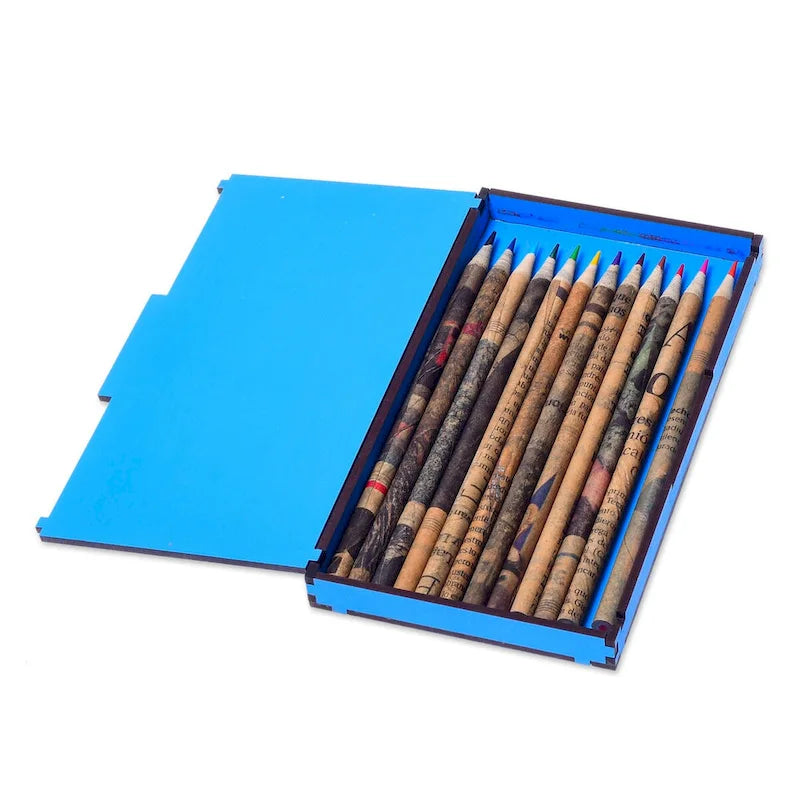 Novica Handmade Otomi Colors Recycled Paper Colored Pencils (Set Of 12)