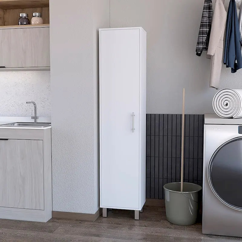 Storage Cabinet Buccan, Five Shelves, White Finish,High quality and durable