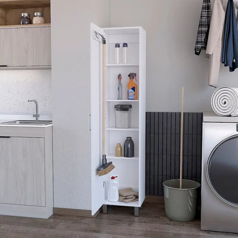 Storage Cabinet Buccan, Five Shelves, White Finish,High quality and durable