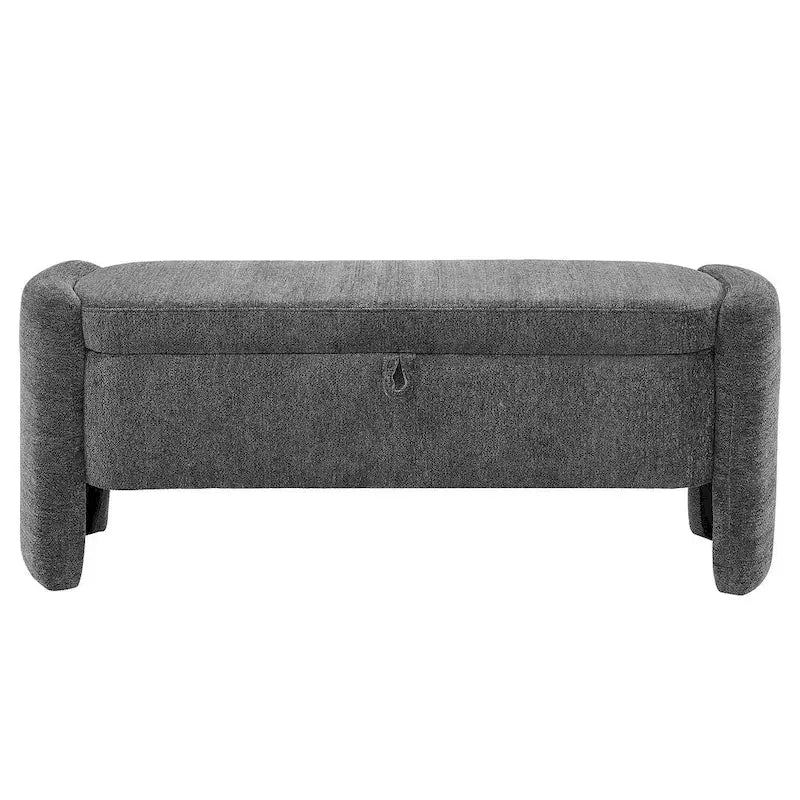 47.24 Chenille Fabric Oval Ottoman Storage Bench