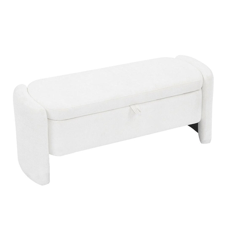 47.24 Chenille Fabric Oval Ottoman Storage Bench