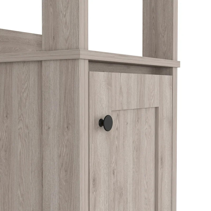 Linen Cabinet Jannes, Two Open Shelves, Single Door, Light Oak / White Finish