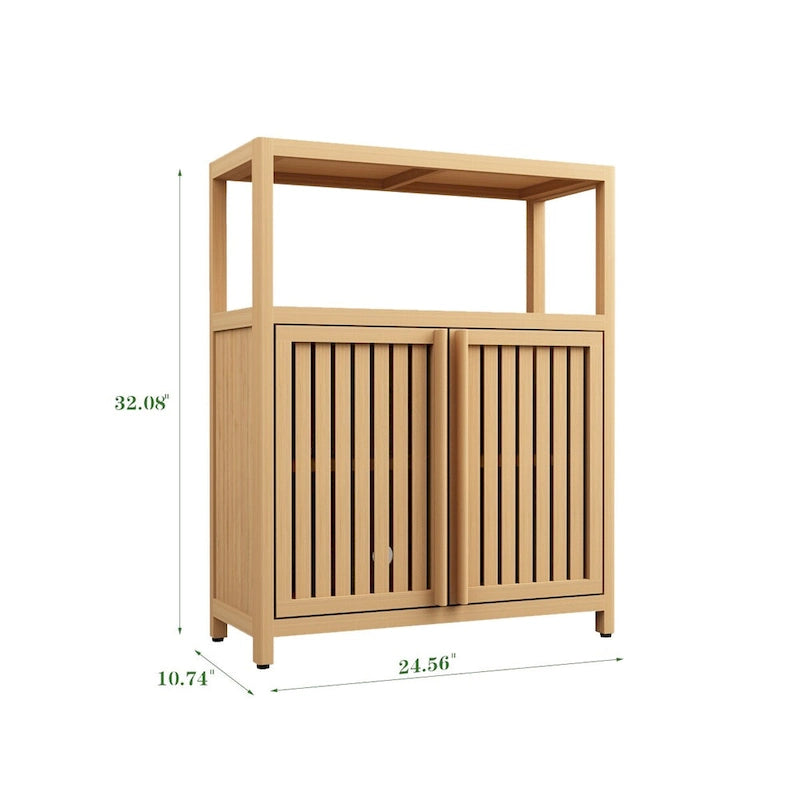 Large Capacity Bamboo Storage Cabinet Furniture With Shelves
