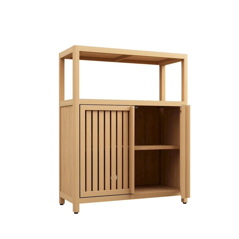 Large Capacity Bamboo Storage Cabinet Furniture With Shelves