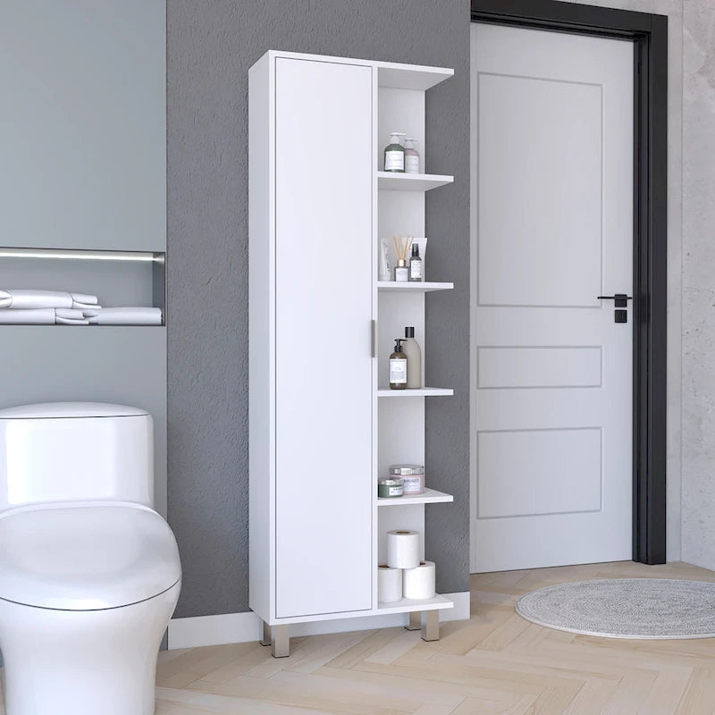 63-inch High Bathroom Cabinet Storage Cabinet with Four Open Shelves