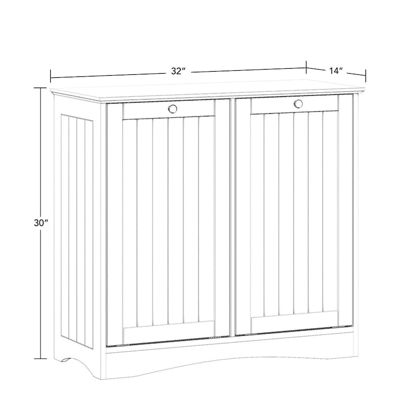RiverRidge Ashland Double Tilt-Out Laundry Hamper Cabinet with Removable Cloth Storage Bags - White
