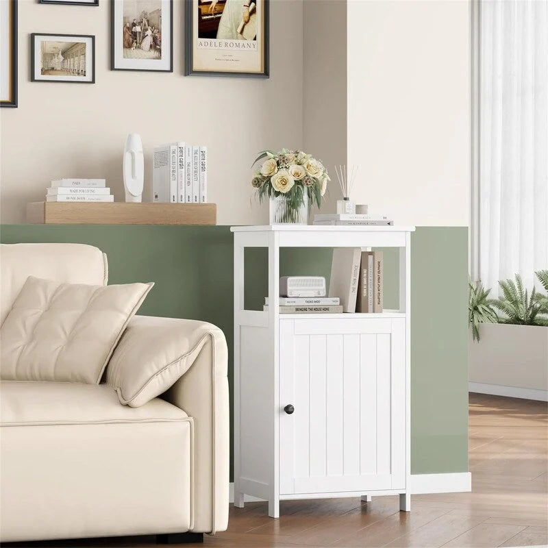 Bathroom Floor Storage Cabinet Bathroom Free Standing Storage Organizer with Single Door and Adjustable Shelf