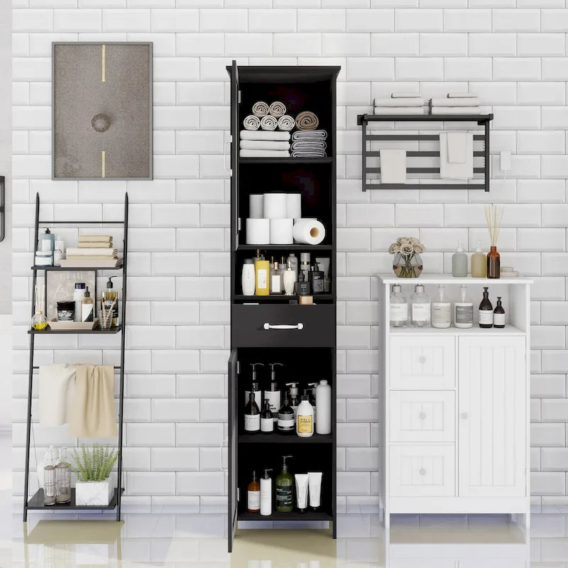 Double Door Narrow Height Slim Floor Standing Cabinet