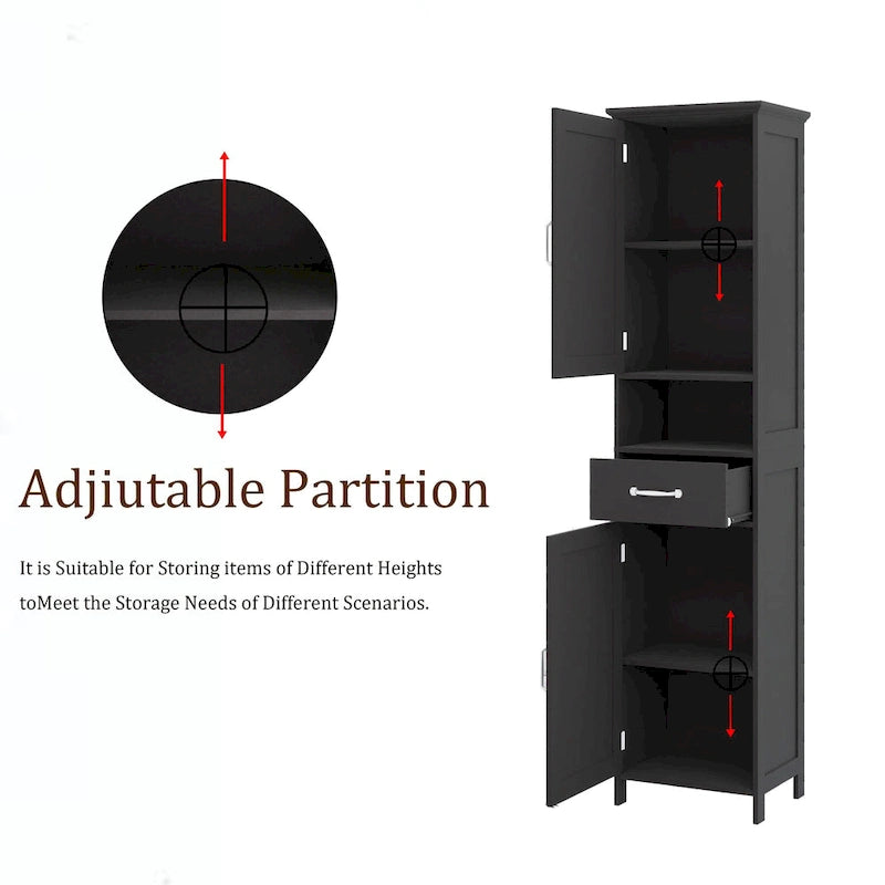 Double Door Narrow Height Slim Floor Standing Cabinet