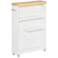 Slim Bathroom Cabinet with Wheels Storage Organizer, White