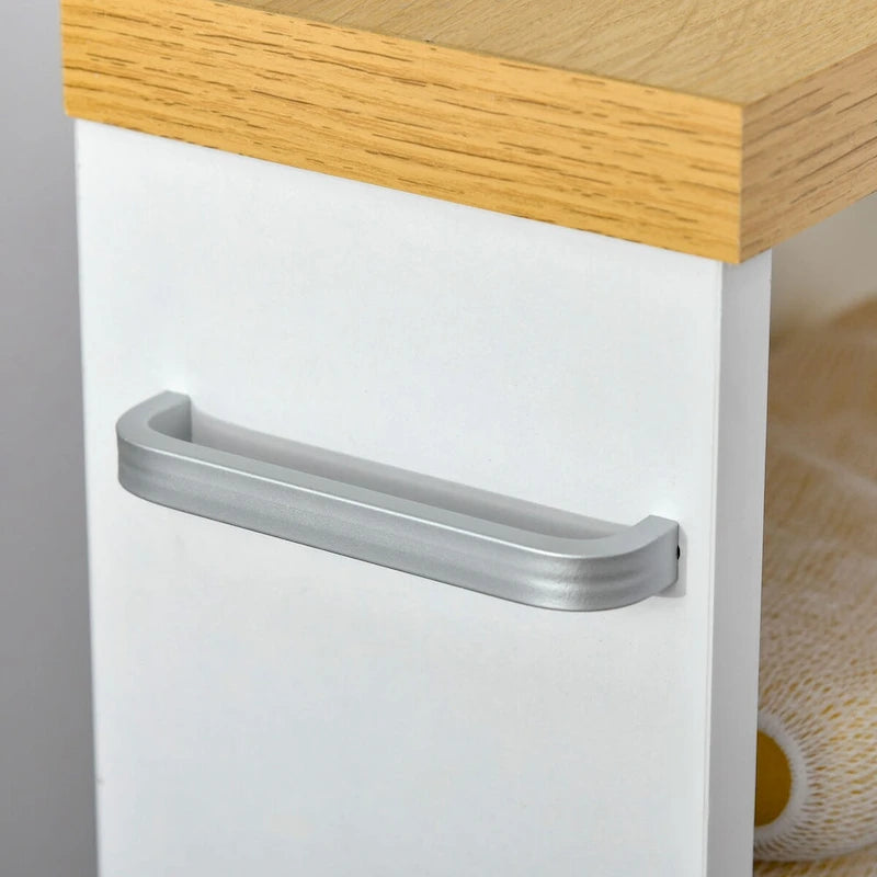 Slim Bathroom Cabinet with Wheels Storage Organizer, White