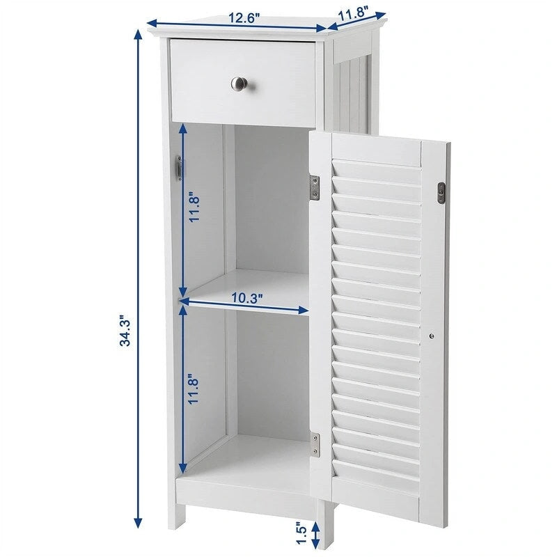 Bathroom Floor Cabinet Storage Organizer Set - 11.8D x 12.6W x 34.3H