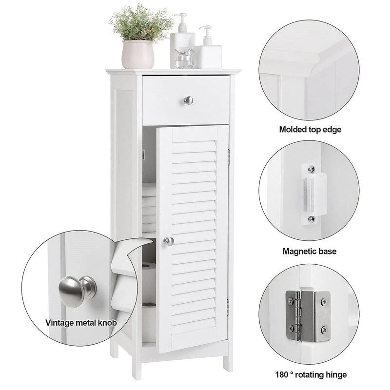 Bathroom Floor Cabinet Storage Organizer Set - 11.8D x 12.6W x 34.3H