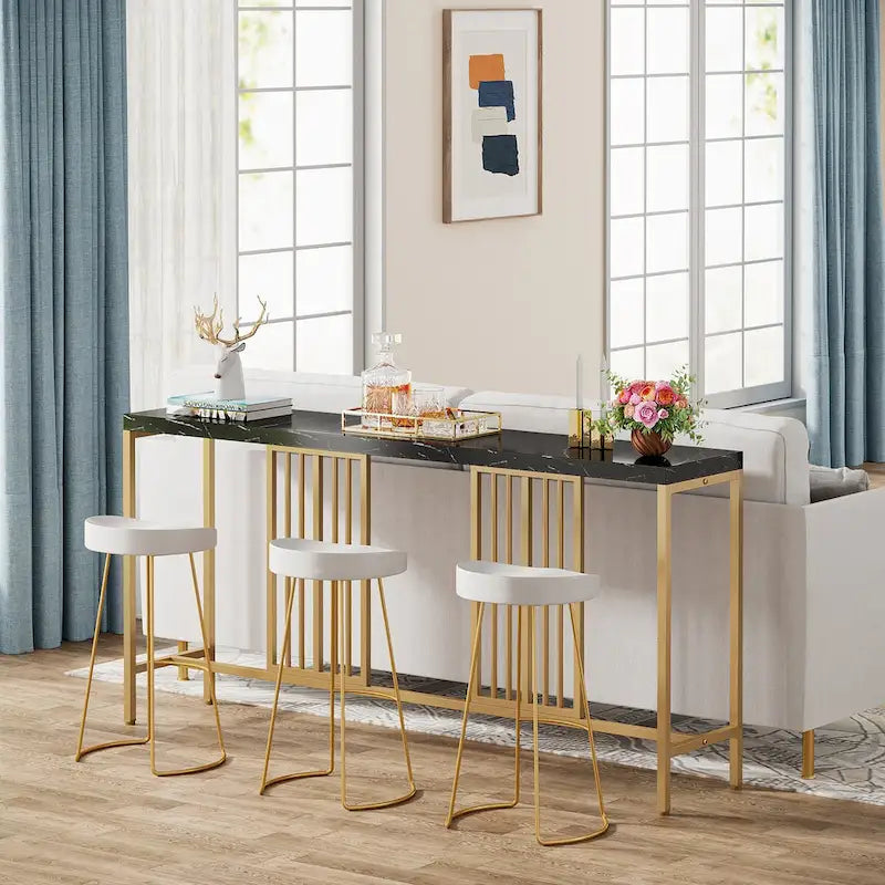 Console de canapé avec étagère de rangement ouverte, tables de canapé longues et étroites de style industriel