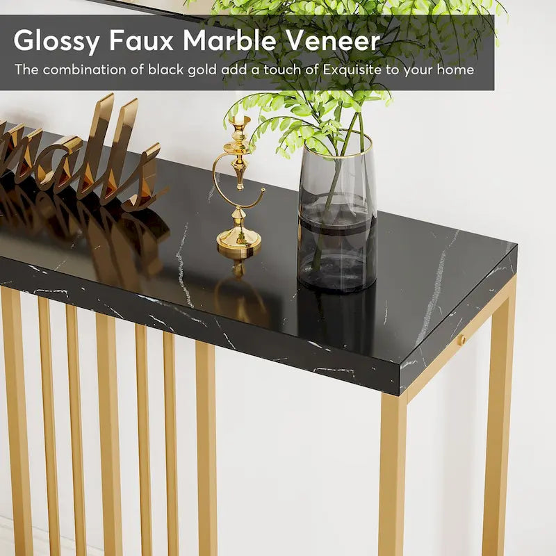 Console de canapé avec étagère de rangement ouverte, tables de canapé longues et étroites de style industriel