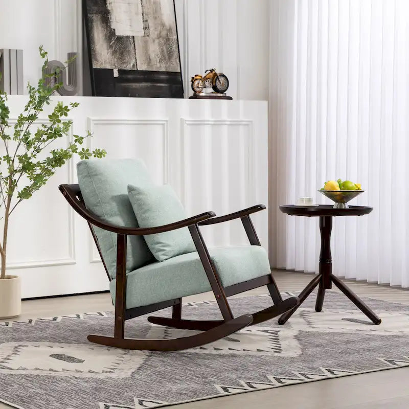Linen Solid Wood Rocking Arm Chair