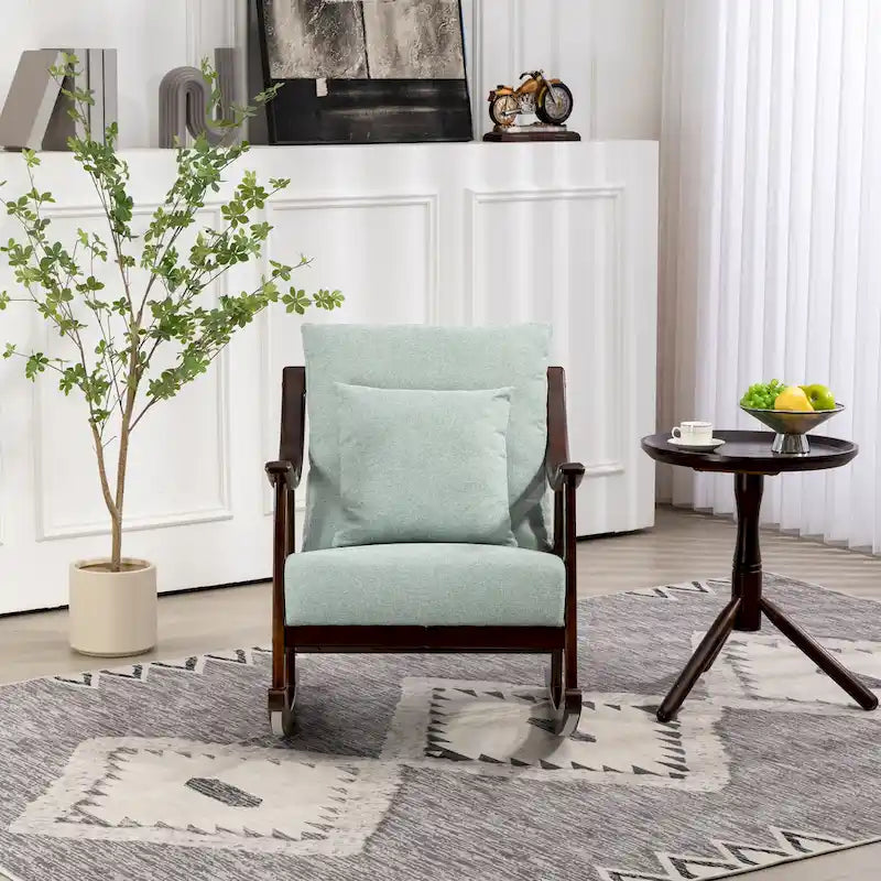Linen Solid Wood Rocking Arm Chair