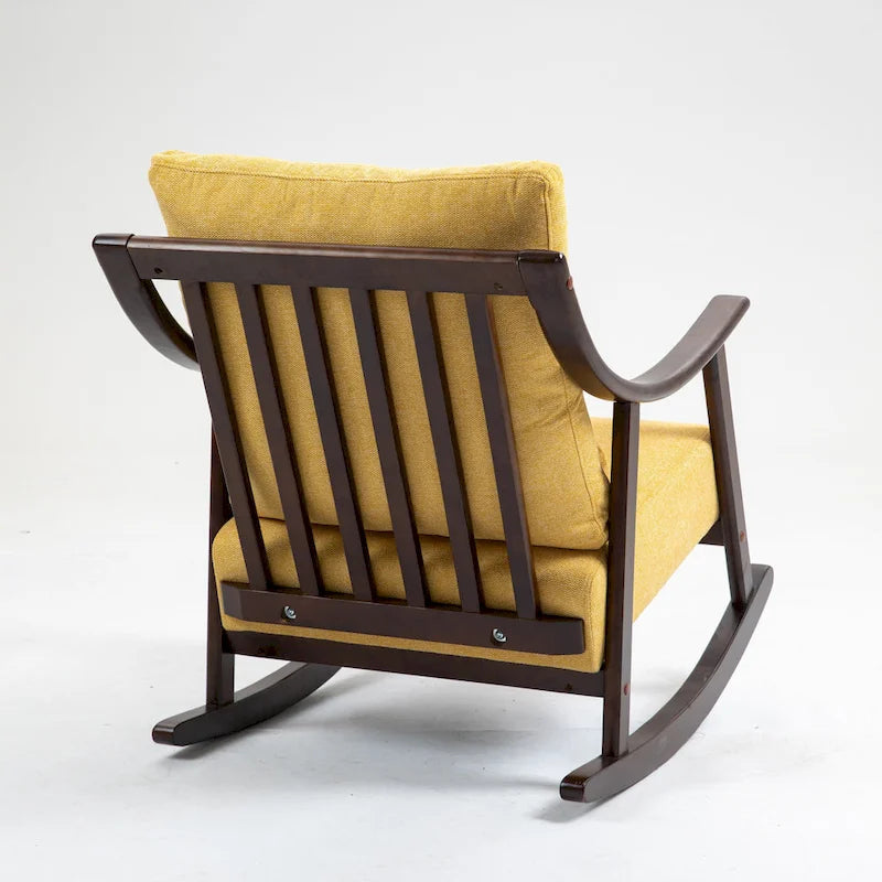 Linen Solid Wood Rocking Arm Chair