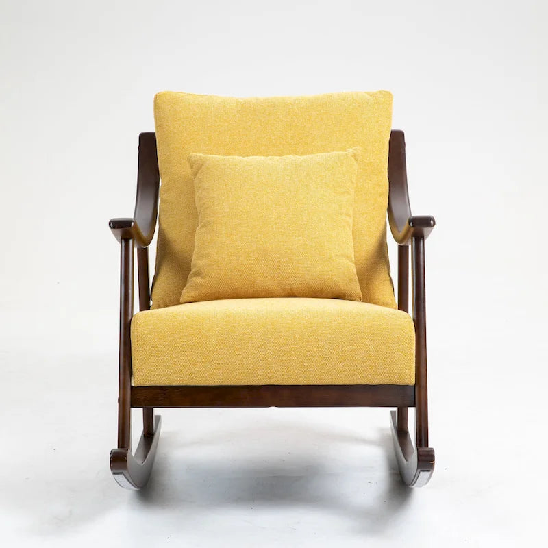 Linen Solid Wood Rocking Arm Chair