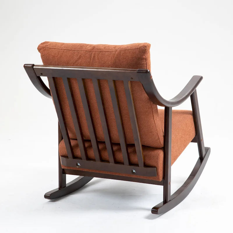 Linen Solid Wood Rocking Arm Chair