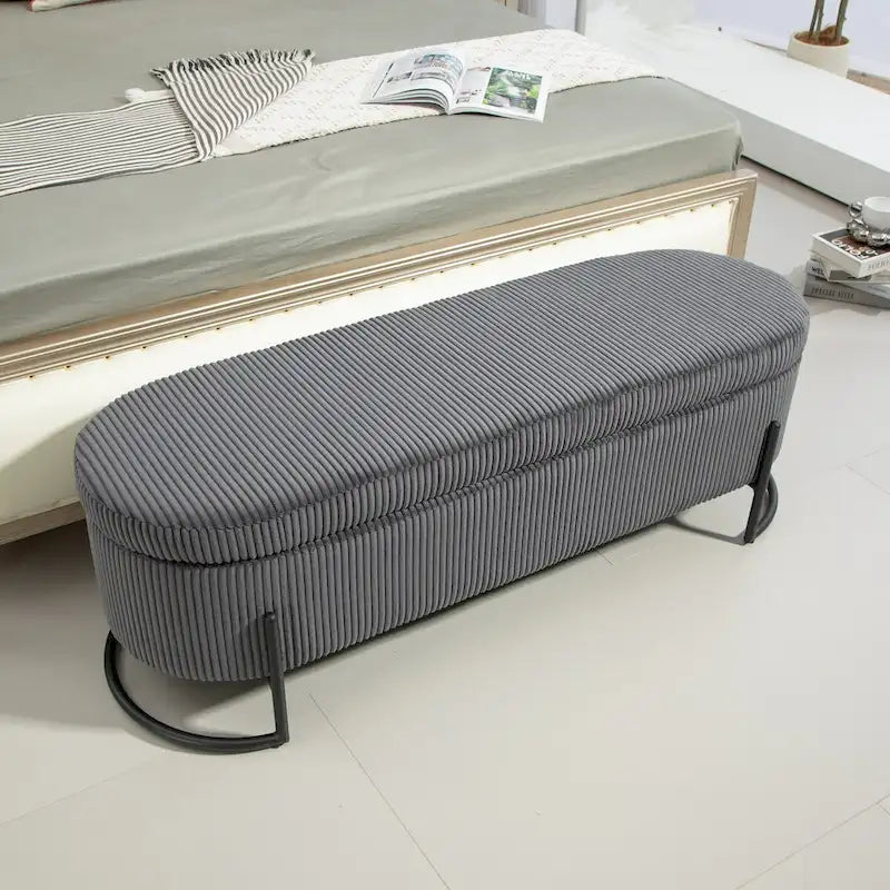 Storage Ottoman,Bedroom End Bench,Upholstered Fabric Storage Ottoman with Safety Hinge,Entryway Padded Footstool