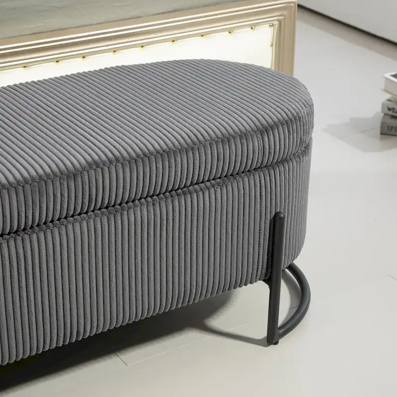 Storage Ottoman,Bedroom End Bench,Upholstered Fabric Storage Ottoman with Safety Hinge,Entryway Padded Footstool