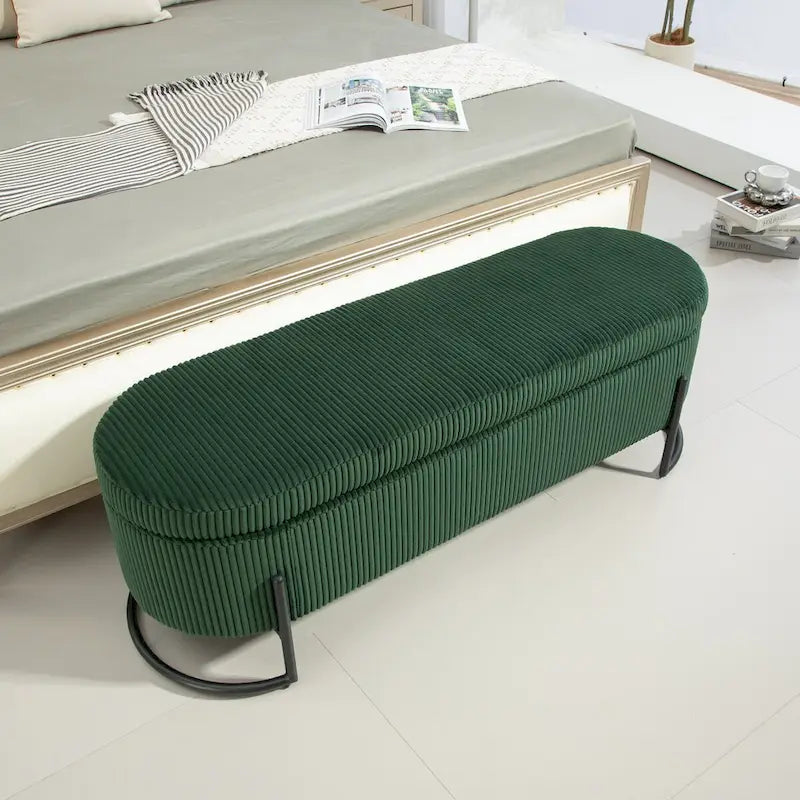 Storage Ottoman,Bedroom End Bench,Upholstered Fabric Storage Ottoman with Safety Hinge,Entryway Padded Footstool
