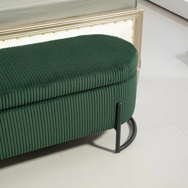 Storage Ottoman,Bedroom End Bench,Upholstered Fabric Storage Ottoman with Safety Hinge,Entryway Padded Footstool