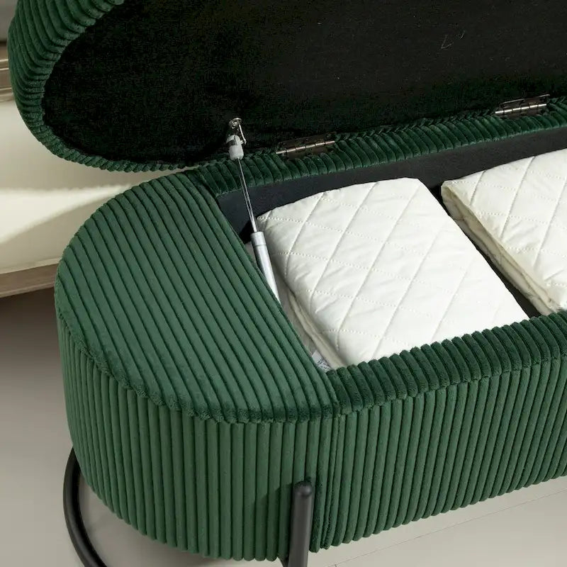 Storage Ottoman,Bedroom End Bench,Upholstered Fabric Storage Ottoman with Safety Hinge,Entryway Padded Footstool