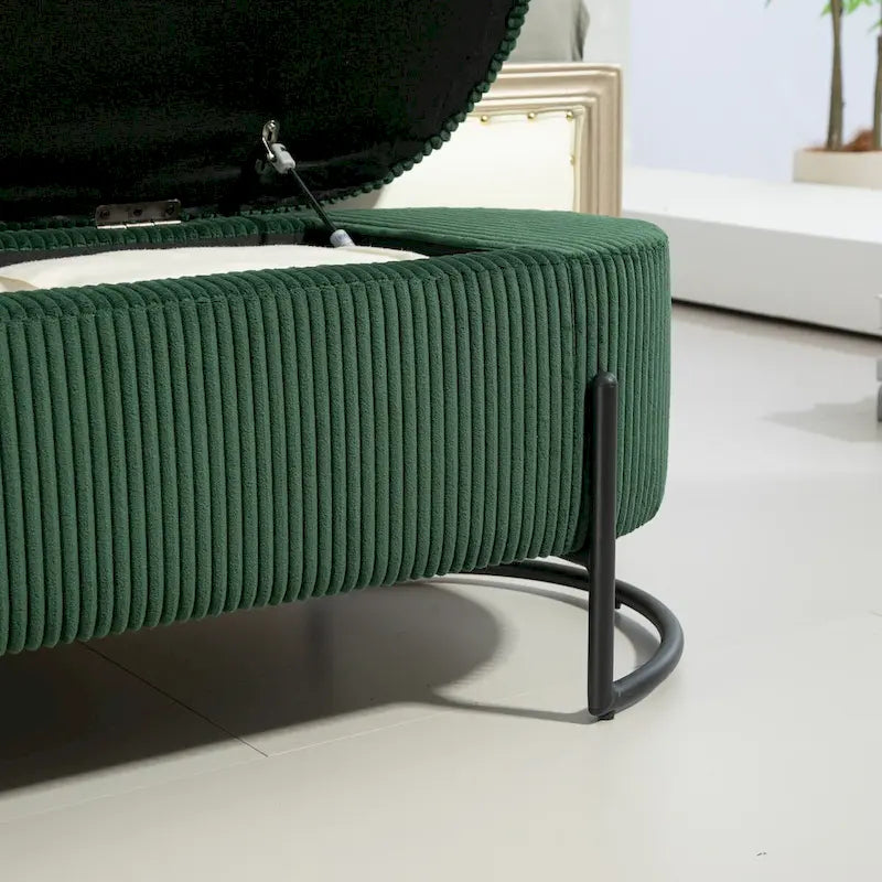 Storage Ottoman,Bedroom End Bench,Upholstered Fabric Storage Ottoman with Safety Hinge,Entryway Padded Footstool