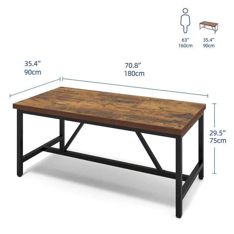 Moasis 70 Large Rustic Dining Room Table Seat up to 8 People for Dining Room