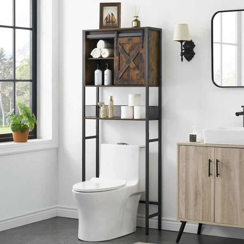 Over The Toilet Storage Cabinet with Sliding Door