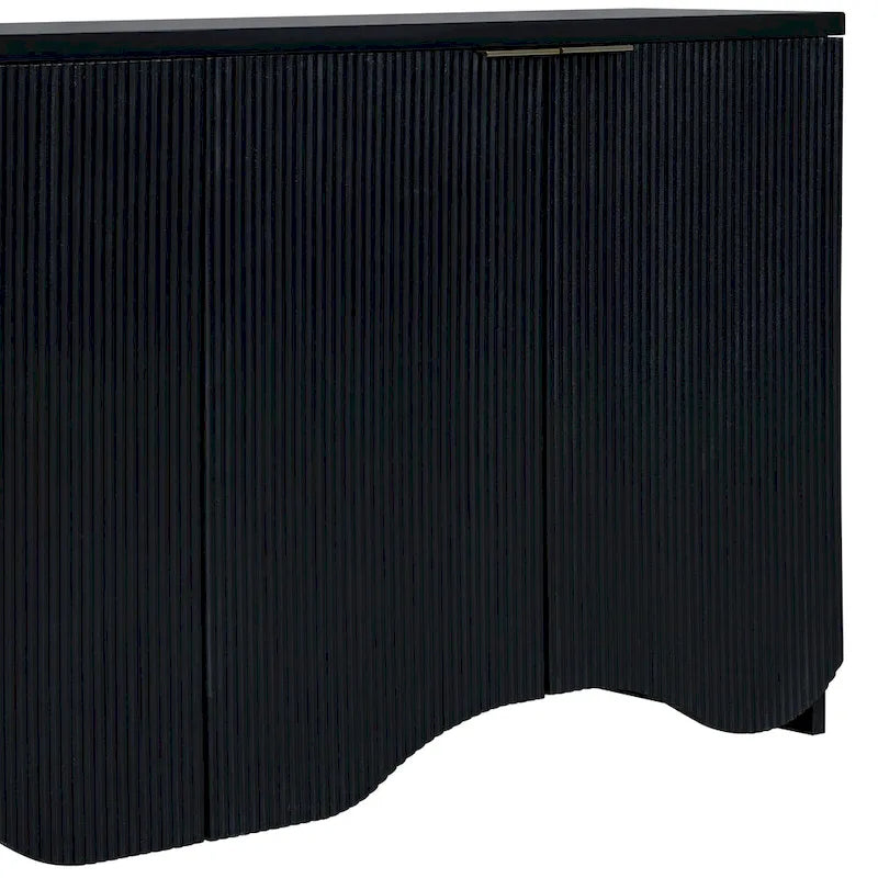 Vertical Stripes and Wavy Design of a Four-Door Cabinet