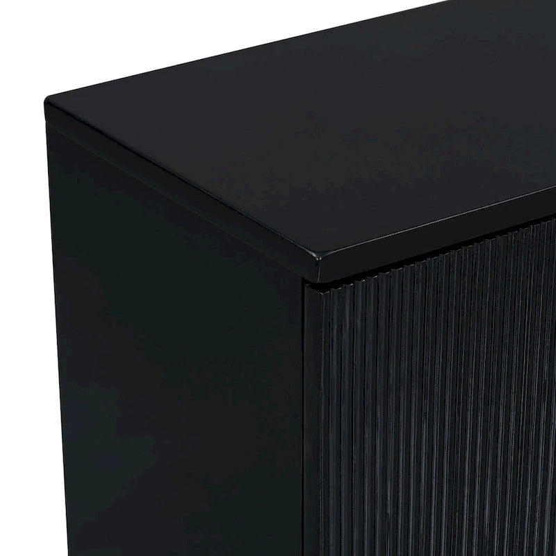 Vertical Stripes and Wavy Design of a Four-Door Cabinet