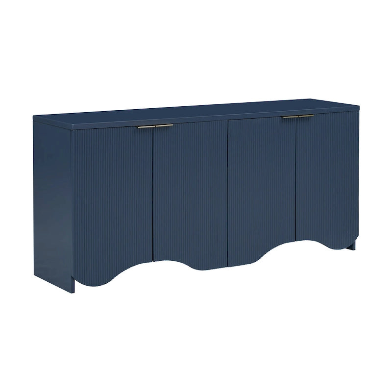 Vertical Stripes and Wavy Design of a Four-Door Cabinet