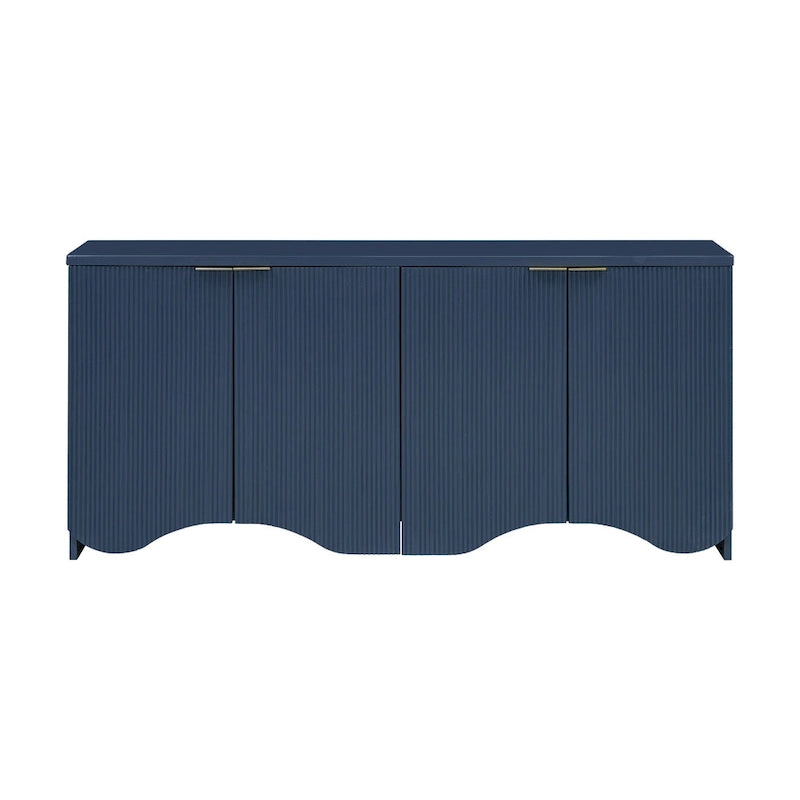 Vertical Stripes and Wavy Design of a Four-Door Cabinet
