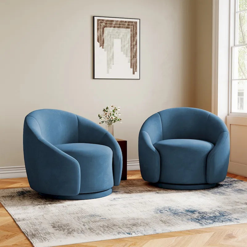 35 Wide Upholstered Swivel Accent Barrel Chairs (Set of 2)