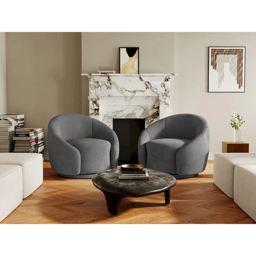 35 Wide Upholstered Swivel Accent Barrel Chairs (Set of 2)